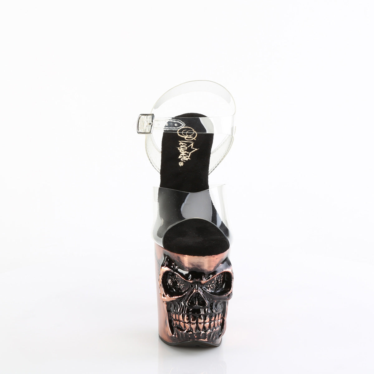 RAPTURE-808-LT *8" Finger Bone Heel, 4" Skull PF LED Ankle Strap Sandal