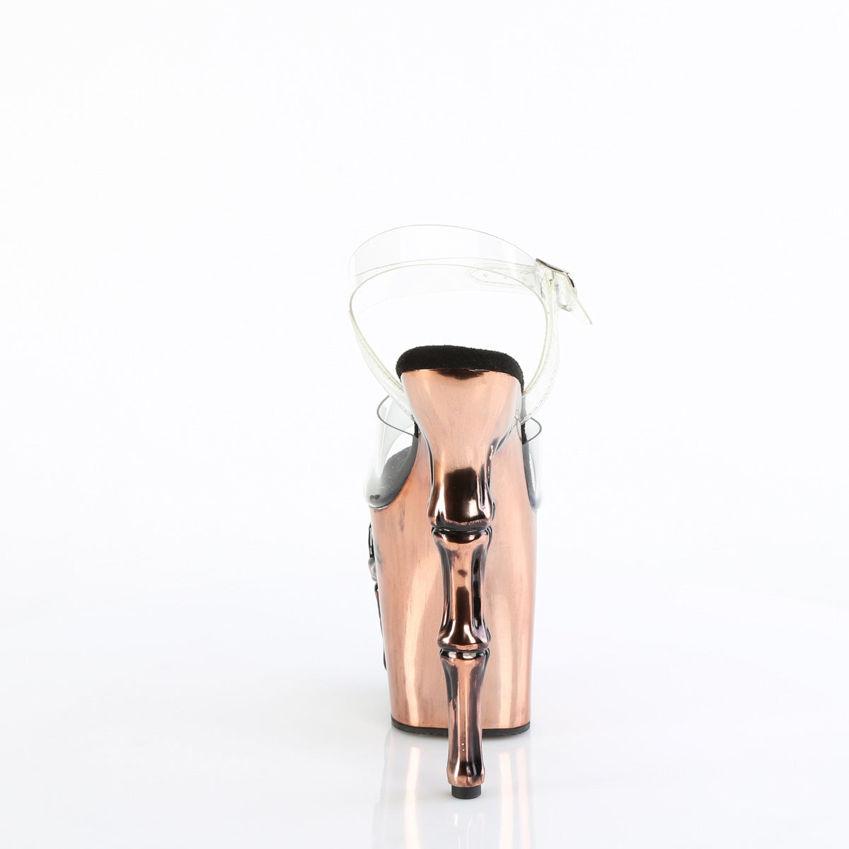 RAPTURE-808-LT *8" Finger Bone Heel, 4" Skull PF LED Ankle Strap Sandal