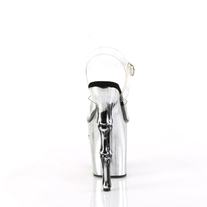 RAPTURE-808-LT 8" Finger Bone Heel, 4" Skull PF LED Ankle Strap Sandal