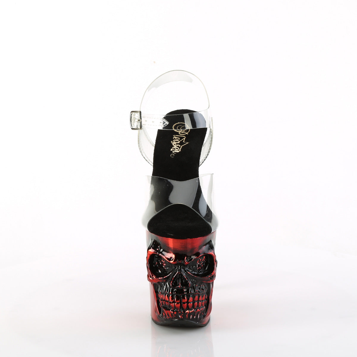 RAPTURE-808-LT 8" Finger Bone Heel, 4" Skull PF LED Ankle Strap Sandal