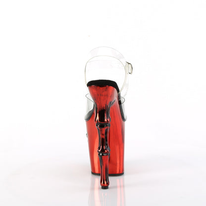 RAPTURE-808-LT 8" Finger Bone Heel, 4" Skull PF LED Ankle Strap Sandal