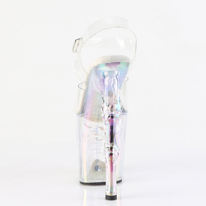 RAPTURE-808HT 8" Finger Bone Heel, 4" Tinted Skull PF Ankle Strap Sandal