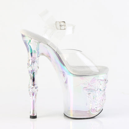 RAPTURE-808HT 8" Finger Bone Heel, 4" Tinted Skull PF Ankle Strap Sandal