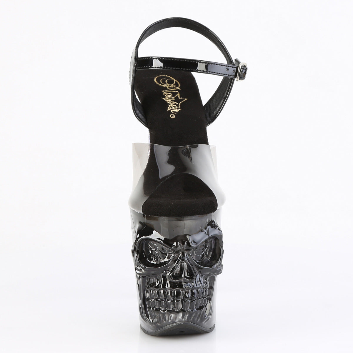 RAPTURE-808T-1 8" Finger Bone Heel, 4" Skull PF Ombre Ankle Strap Sandal