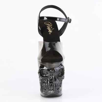 RAPTURE-808T-1 8" Finger Bone Heel, 4" Skull PF Ombre Ankle Strap Sandal