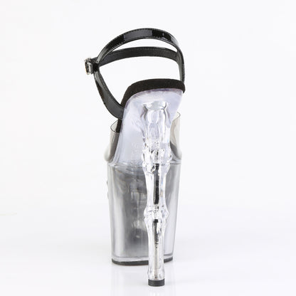 RAPTURE-808T-1 8" Finger Bone Heel, 4" Skull PF Ombre Ankle Strap Sandal
