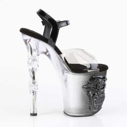 RAPTURE-808T-1 8" Finger Bone Heel, 4" Skull PF Ombre Ankle Strap Sandal