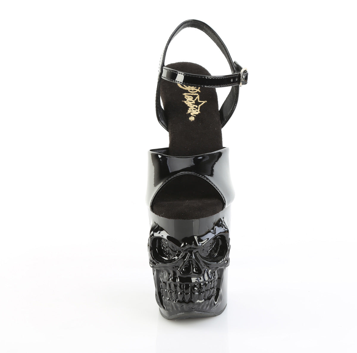 RAPTURE-809 8" Finger Bone Heel, 4" Skull PF Ankle Strap Sandal