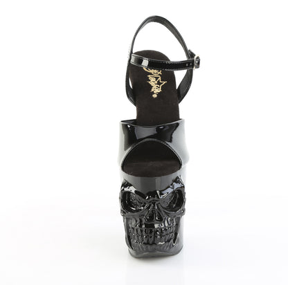 RAPTURE-809 8" Finger Bone Heel, 4" Skull PF Ankle Strap Sandal