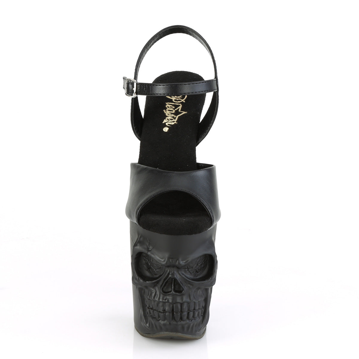 RAPTURE-809 8" Finger Bone Heel, 4" Skull PF Ankle Strap Sandal