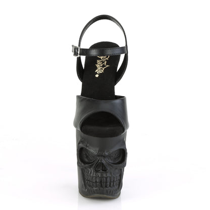 RAPTURE-809 8" Finger Bone Heel, 4" Skull PF Ankle Strap Sandal
