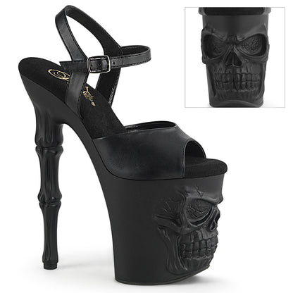 RAPTURE-809 8" Finger Bone Heel, 4" Skull PF Ankle Strap Sandal