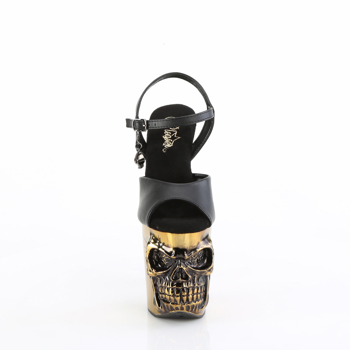 RAPTURE-809-LT *8" Finger Bone Heel, 4" Skull PF LED Ankle Strap Sandal