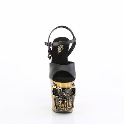 RAPTURE-809-LT *8" Finger Bone Heel, 4" Skull PF LED Ankle Strap Sandal