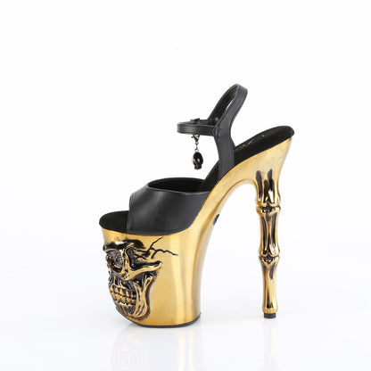 RAPTURE-809-LT *8" Finger Bone Heel, 4" Skull PF LED Ankle Strap Sandal
