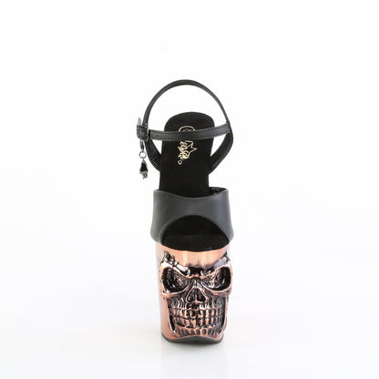 RAPTURE-809-LT *8" Finger Bone Heel, 4" Skull PF LED Ankle Strap Sandal
