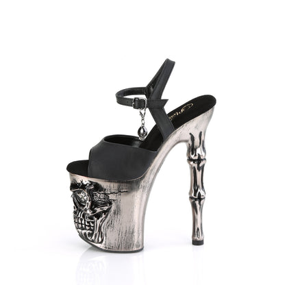 RAPTURE-809-LT 8" Finger Bone Heel, 4" Skull PF LED Ankle Strap Sandal