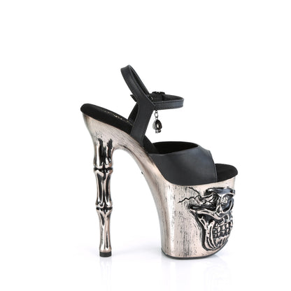 RAPTURE-809-LT 8" Finger Bone Heel, 4" Skull PF LED Ankle Strap Sandal
