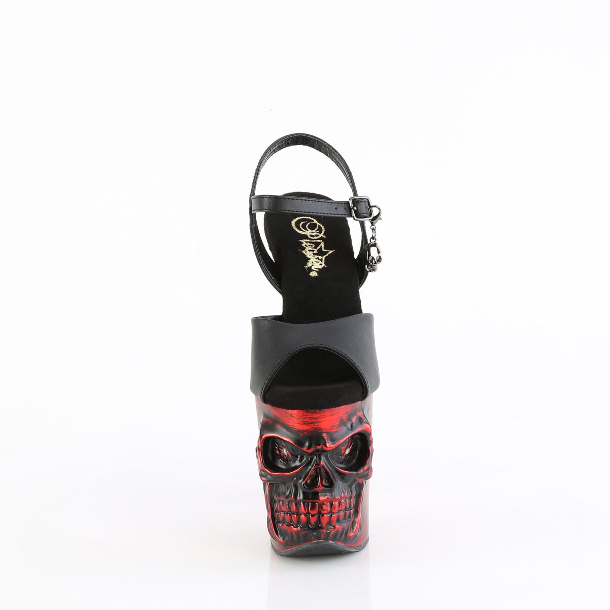 RAPTURE-809-LT 8" Finger Bone Heel, 4" Skull PF LED Ankle Strap Sandal
