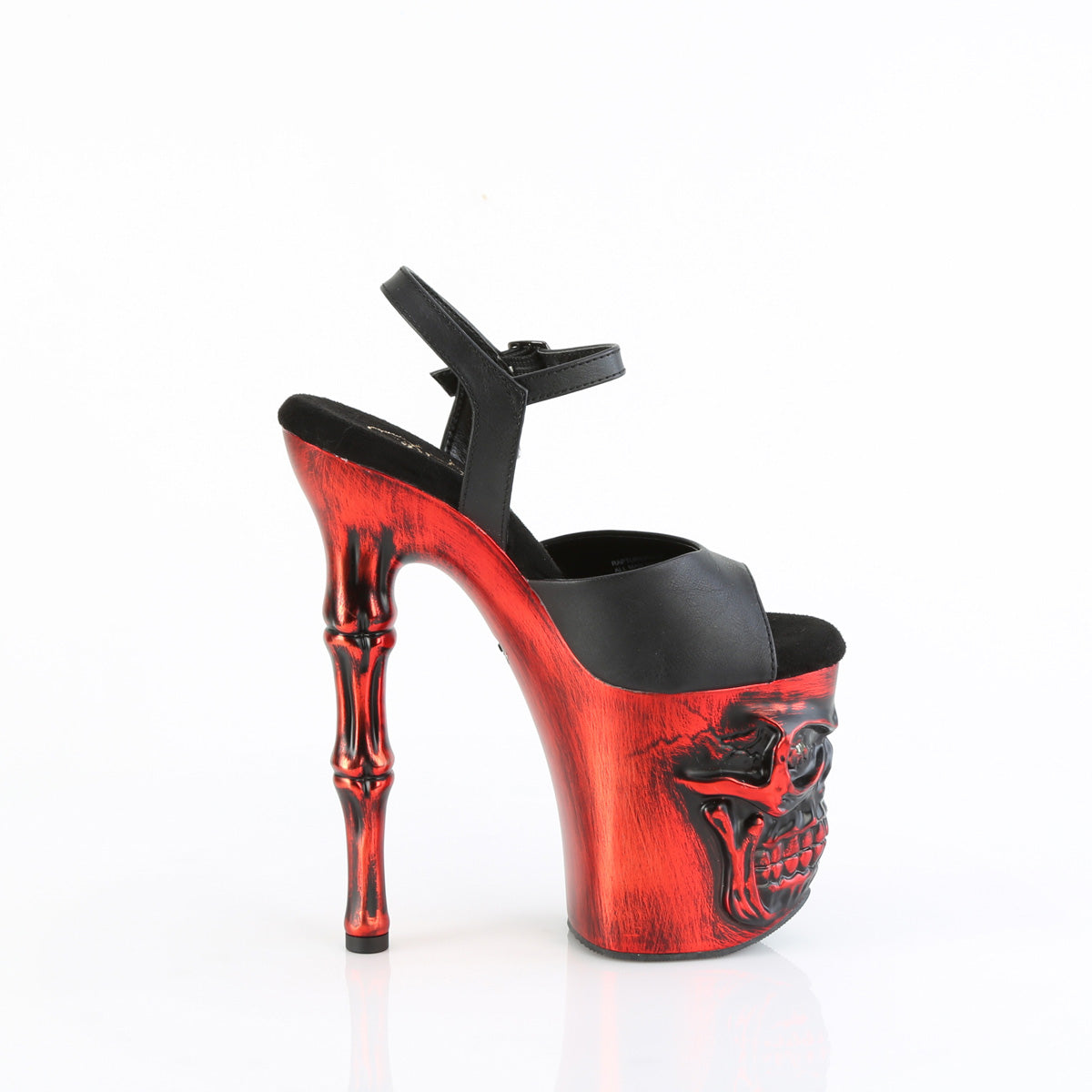 RAPTURE-809-LT 8" Finger Bone Heel, 4" Skull PF LED Ankle Strap Sandal