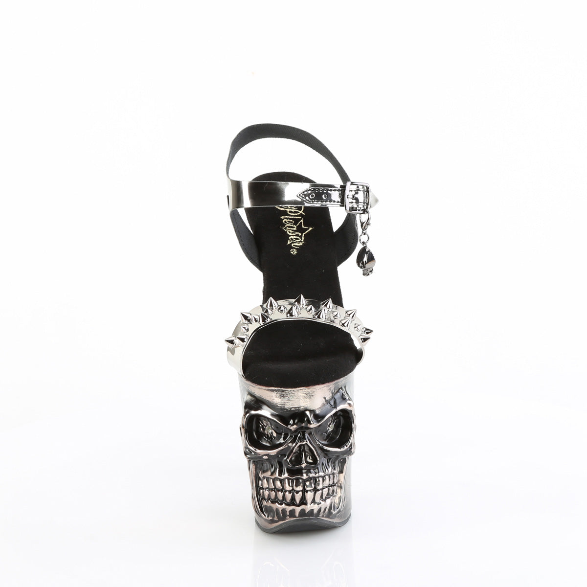 RAPTURE-812-LT 8" Finger Bone Heel, 4" Skull PF LED Ankle Strap Sandal