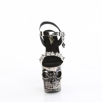 RAPTURE-812-LT 8" Finger Bone Heel, 4" Skull PF LED Ankle Strap Sandal