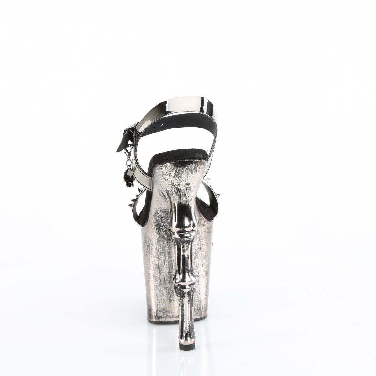 RAPTURE-812-LT 8" Finger Bone Heel, 4" Skull PF LED Ankle Strap Sandal