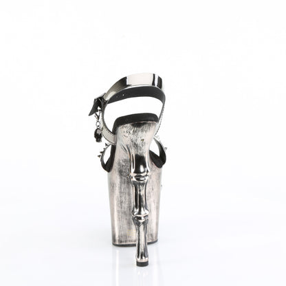 RAPTURE-812-LT 8" Finger Bone Heel, 4" Skull PF LED Ankle Strap Sandal