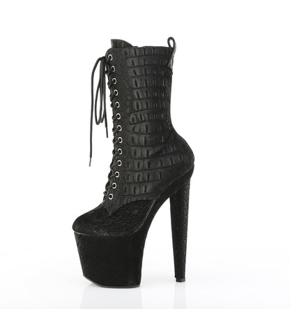 RAZZLE-1040WR 8" Heel, 3 1/2" PF Lace-Up Ankle Boot, Side Zip
