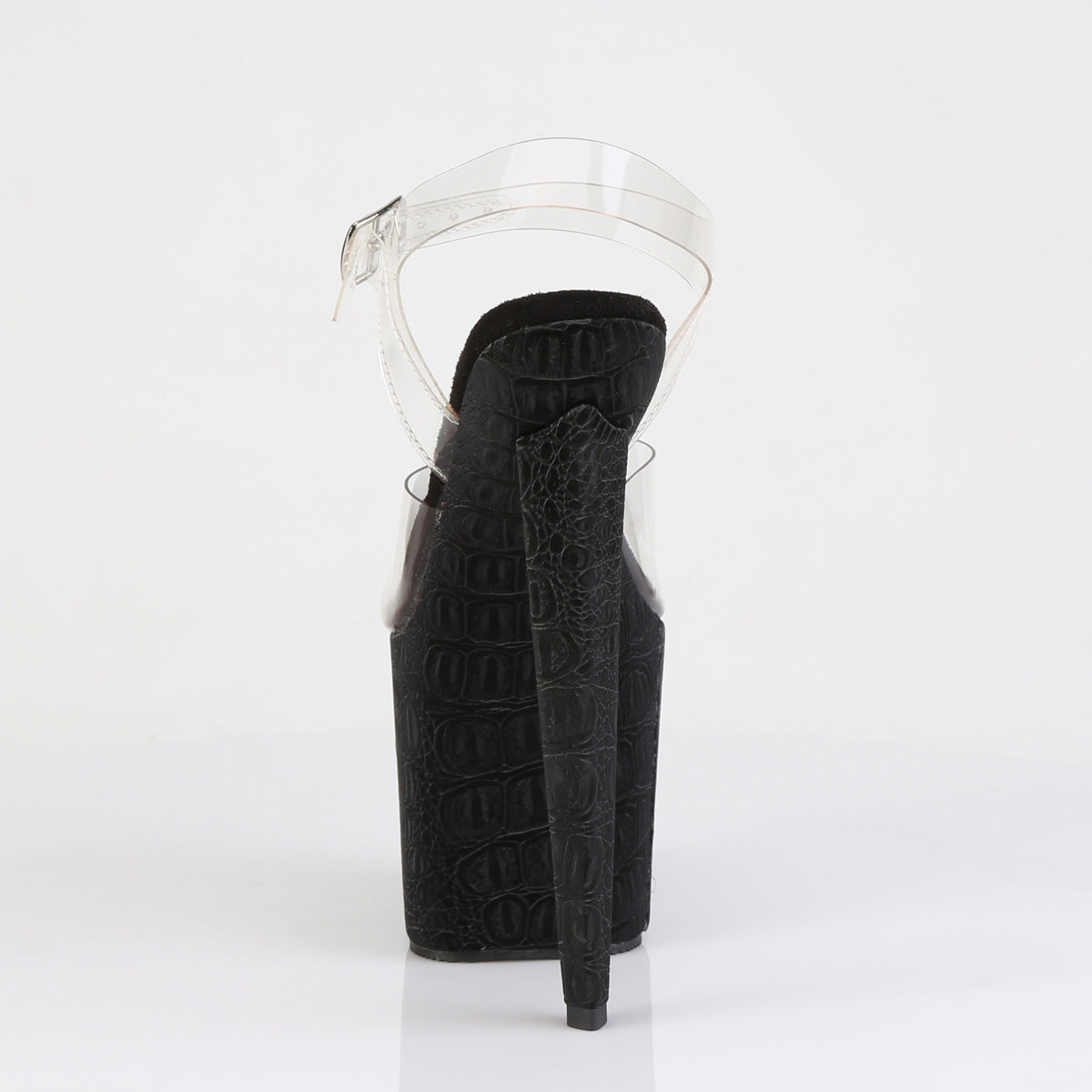 RAZZLE-808WR 8" Heel, 3 1/2" PF Ankle Strap Sandal w/Reptile Print