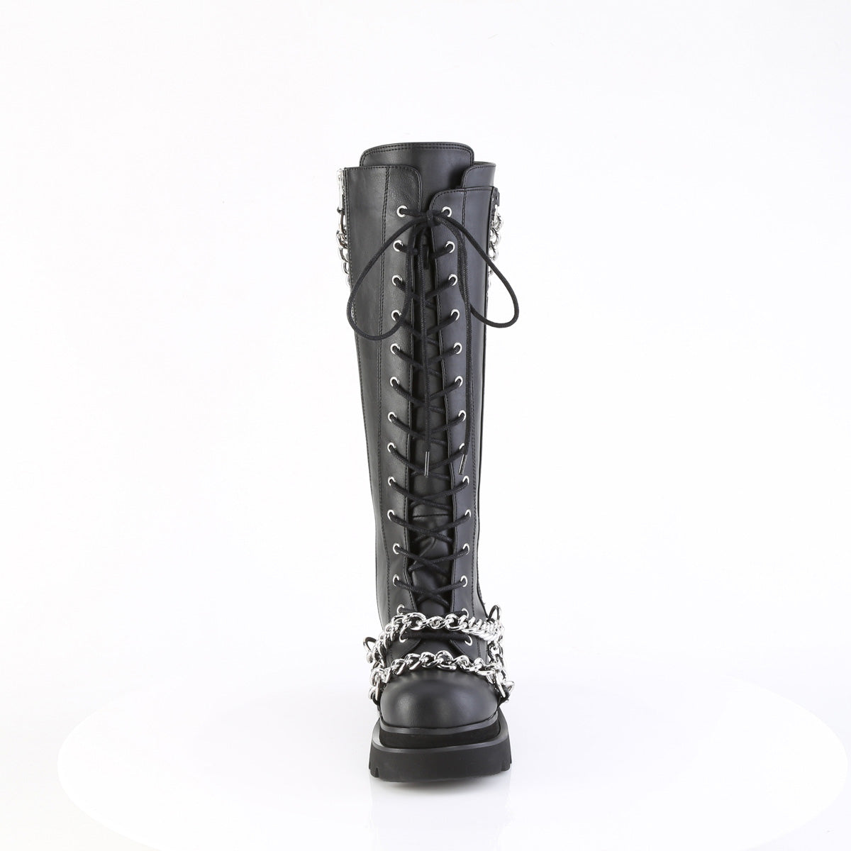 RENEGADE-215 2 1/2" Tiered PF Lace-Up Knee High Boots, Inside Zip