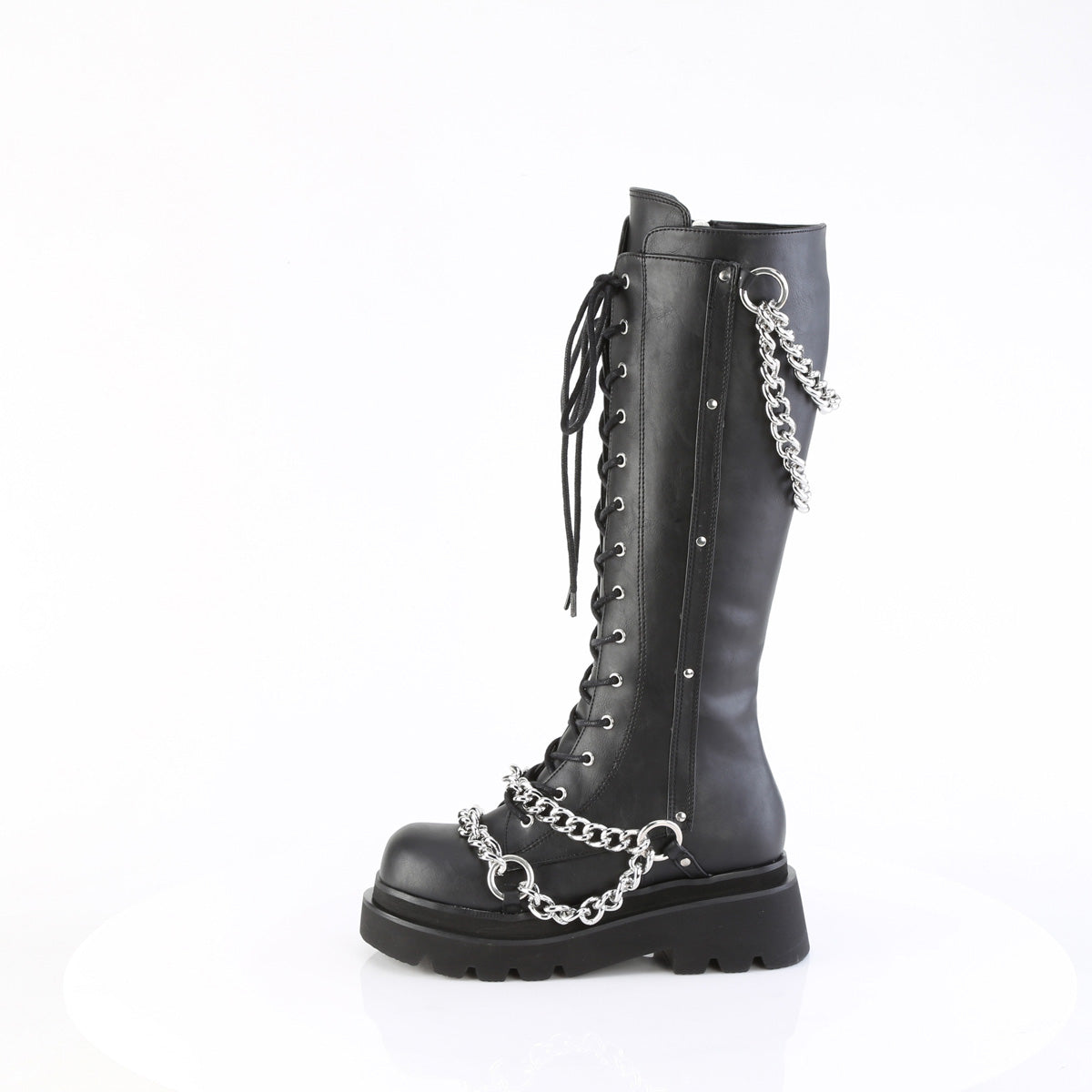 RENEGADE-215 2 1/2" Tiered PF Lace-Up Knee High Boots, Inside Zip