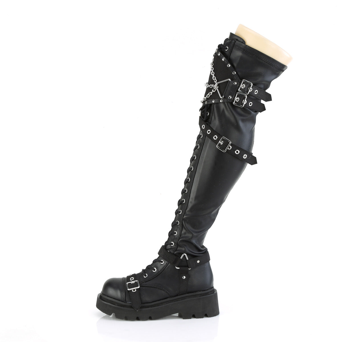 RENEGADE-320 2 1/2" Tiered PF Lace-Up Over-The-Knee Boots, Inside Zip