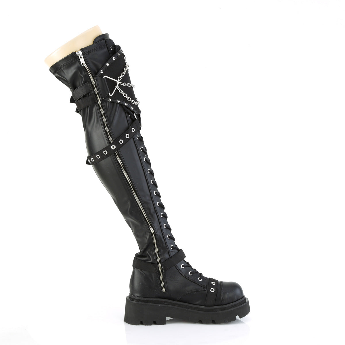 RENEGADE-320 2 1/2" Tiered PF Lace-Up Over-The-Knee Boots, Inside Zip