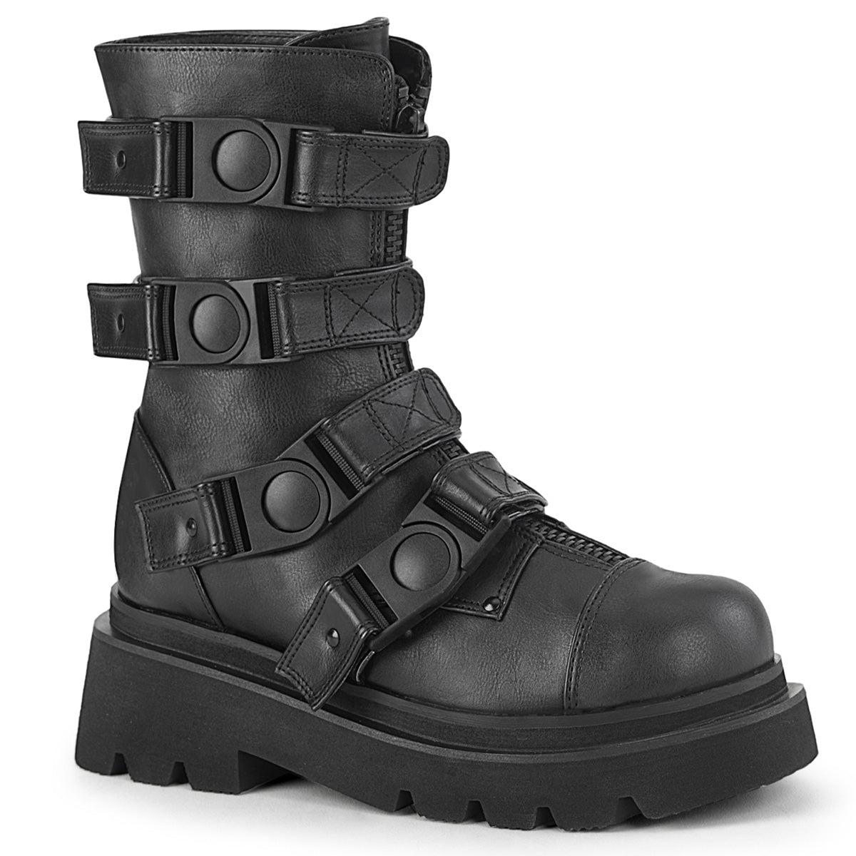 RENEGADE-55 2 1/2" Tiered PF Strappy Calf High Boot, Center Front Zip