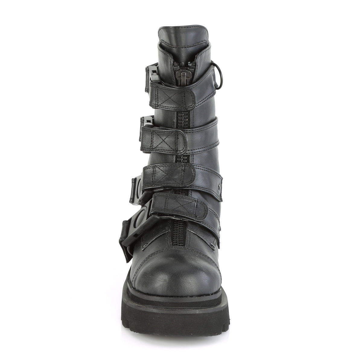 RENEGADE-55 2 1/2" Tiered PF Strappy Calf High Boot, Center Front Zip