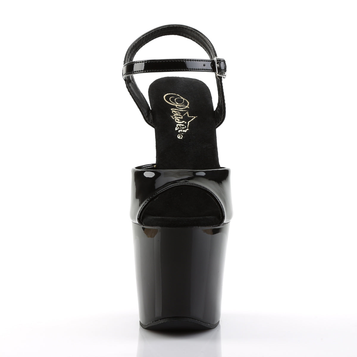 REVOLVER-709 7" R/S Embellished Gun Heel, 3 1/4" PF Ankle Strap Sandal