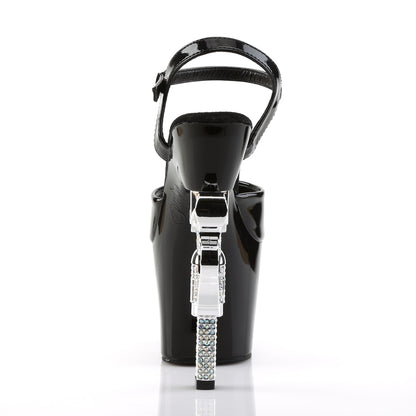 REVOLVER-709 7" R/S Embellished Gun Heel, 3 1/4" PF Ankle Strap Sandal