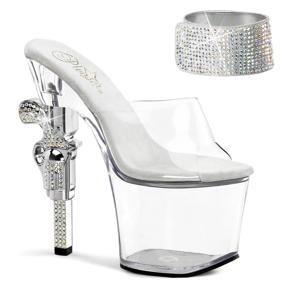 REVOLVER-712 7" R/S Embellished Gun Heel, 3 1/4" PF Sandal