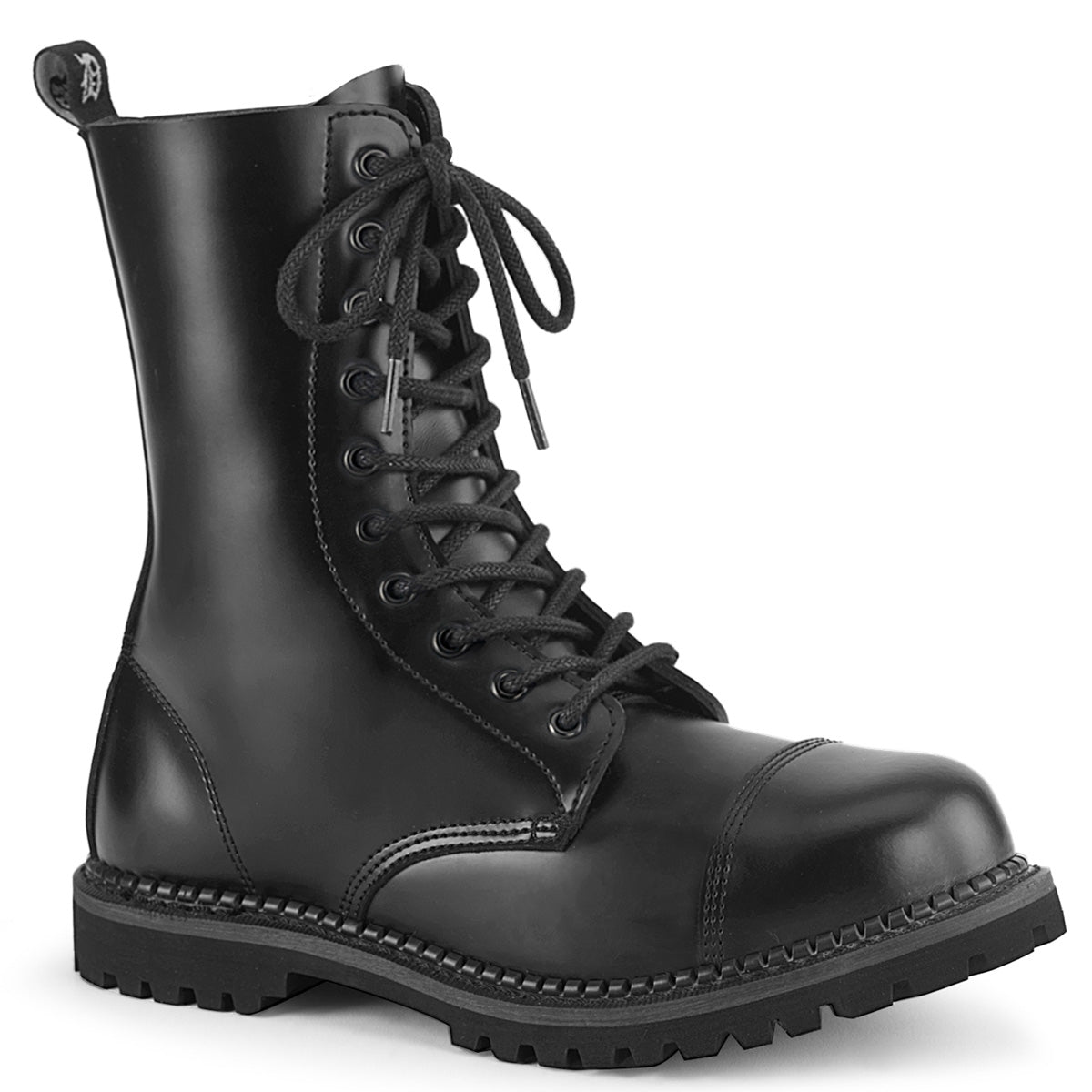 RIOT-10 10 Eyelet Unisex Steel Toe Ankle Boot, Rubber Sole