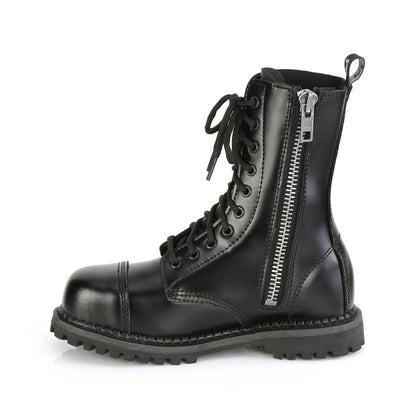 RIOT-10 10 Eyelet Unisex Steel Toe Ankle Boot, Rubber Sole