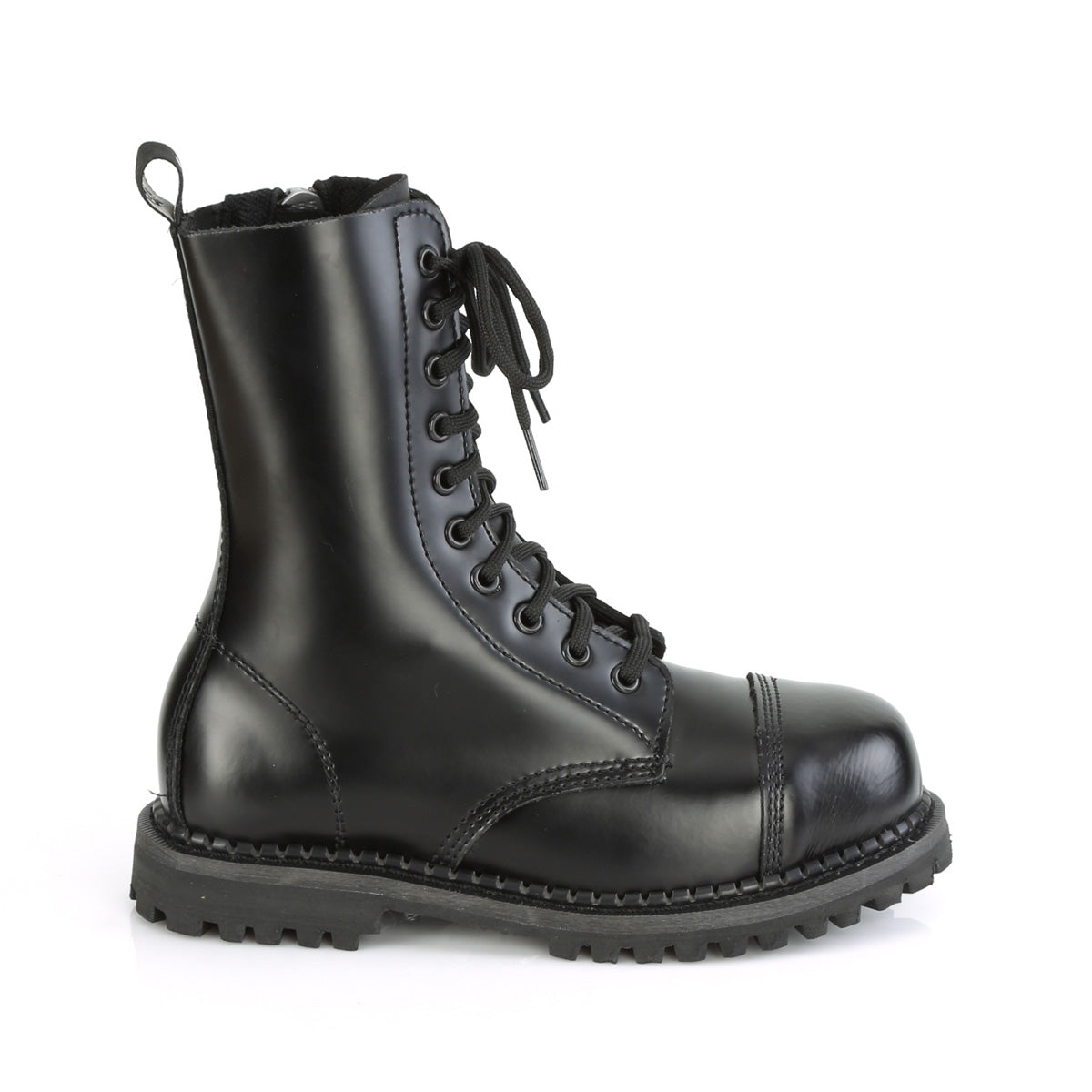 RIOT-10 10 Eyelet Unisex Steel Toe Ankle Boot, Rubber Sole