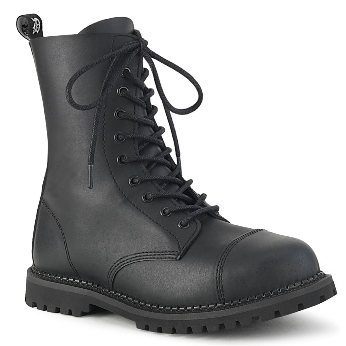 RIOT-10 10 Eyelet Unisex Steel Toe Ankle Boot, Rubber Sole