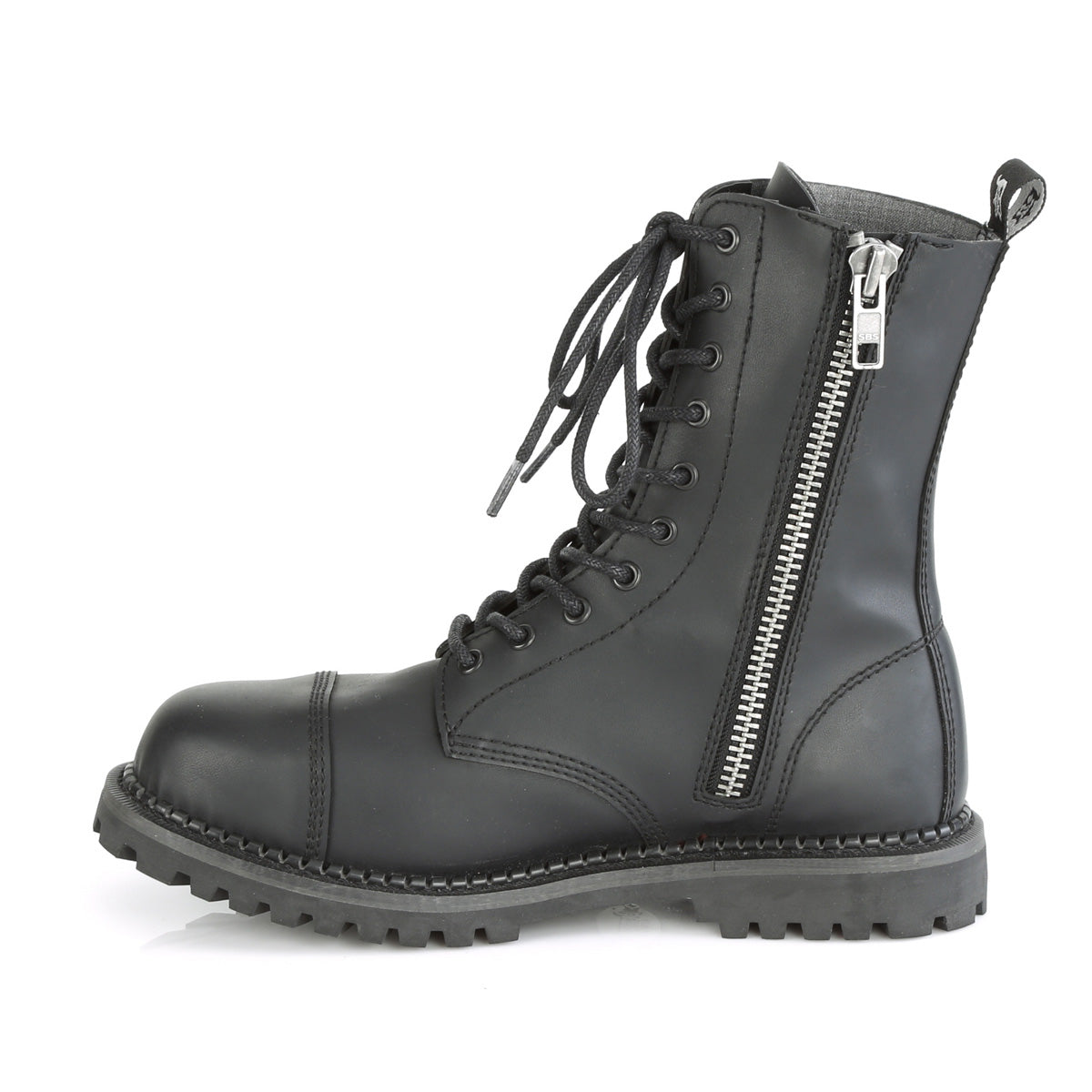 RIOT-10 10 Eyelet Unisex Steel Toe Ankle Boot, Rubber Sole