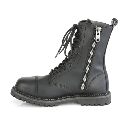 RIOT-10 10 Eyelet Unisex Steel Toe Ankle Boot, Rubber Sole