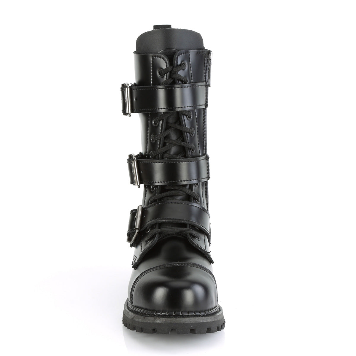 RIOT-12BK 12 Eyelet Unisex Steel Toe Ankle Boot, Rubber Sole