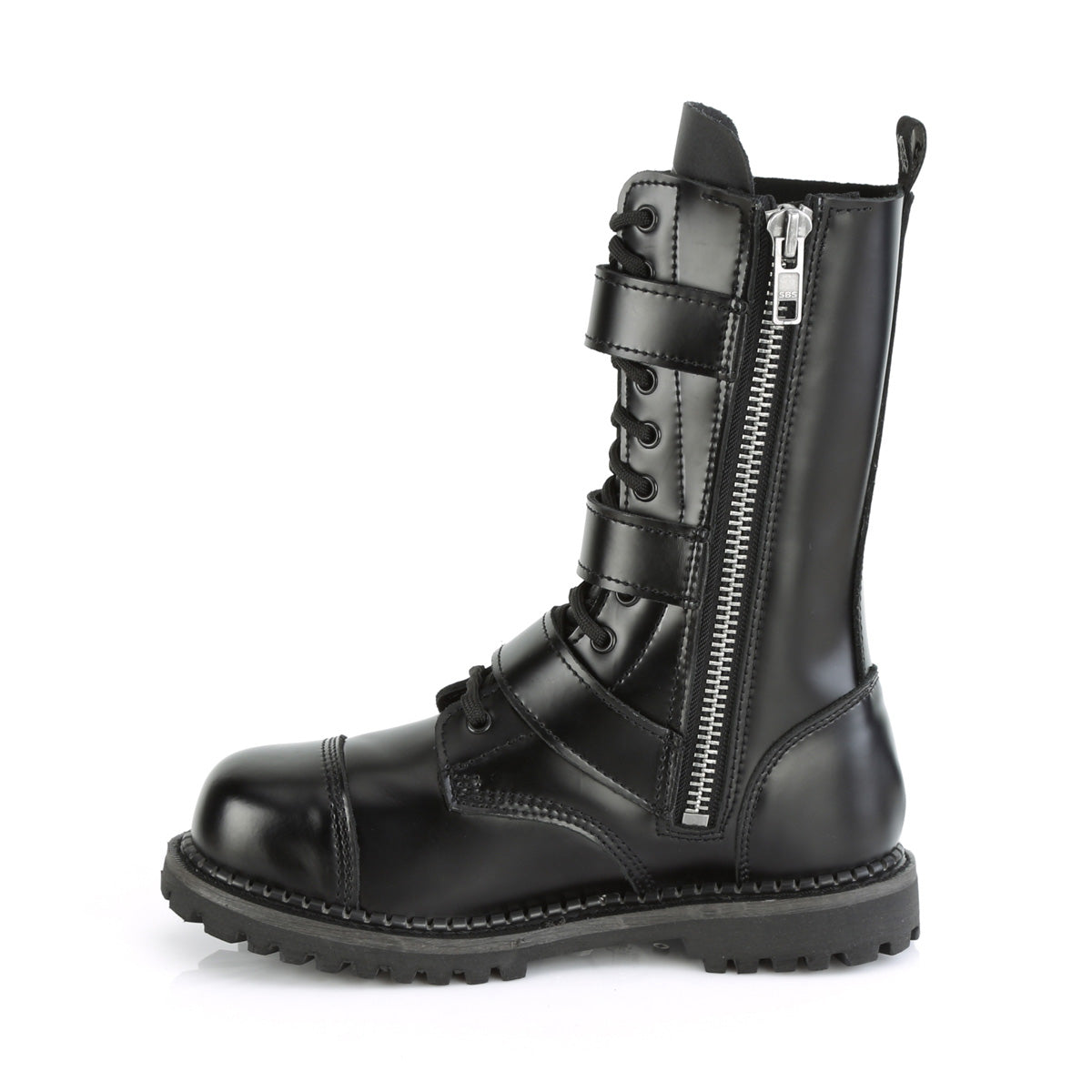 RIOT-12BK 12 Eyelet Unisex Steel Toe Ankle Boot, Rubber Sole