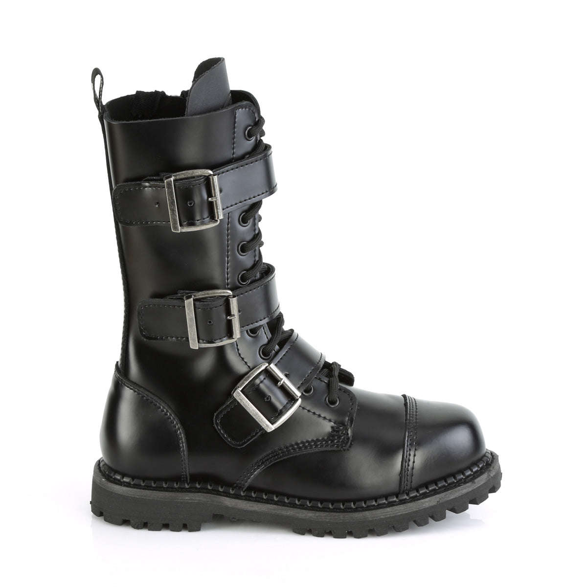 RIOT-12BK 12 Eyelet Unisex Steel Toe Ankle Boot, Rubber Sole