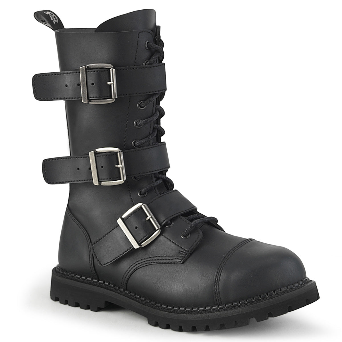 RIOT-12BK 12 Eyelet Unisex Steel Toe Ankle Boot, Rubber Sole