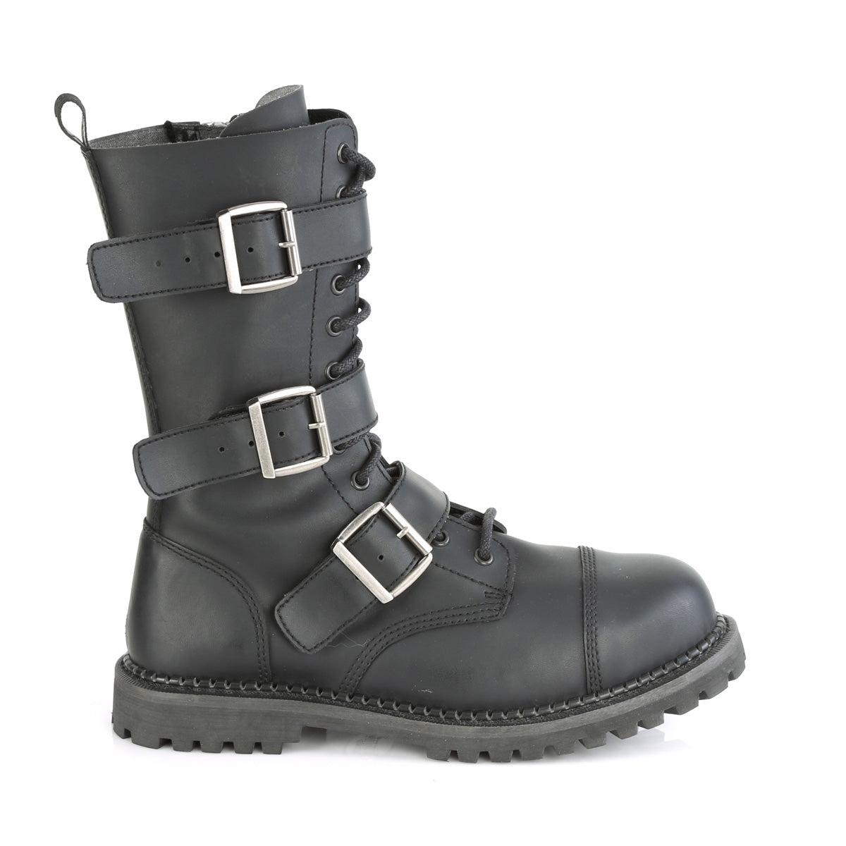 RIOT-12BK 12 Eyelet Unisex Steel Toe Ankle Boot, Rubber Sole